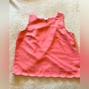 J. Crew Coral Scallop Top